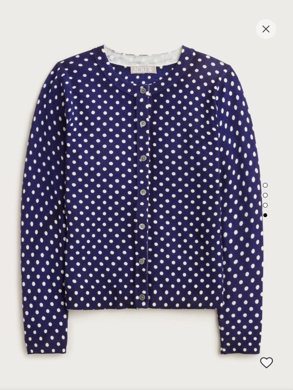J. Crew Carolyn cardigan in polka dot merino wool